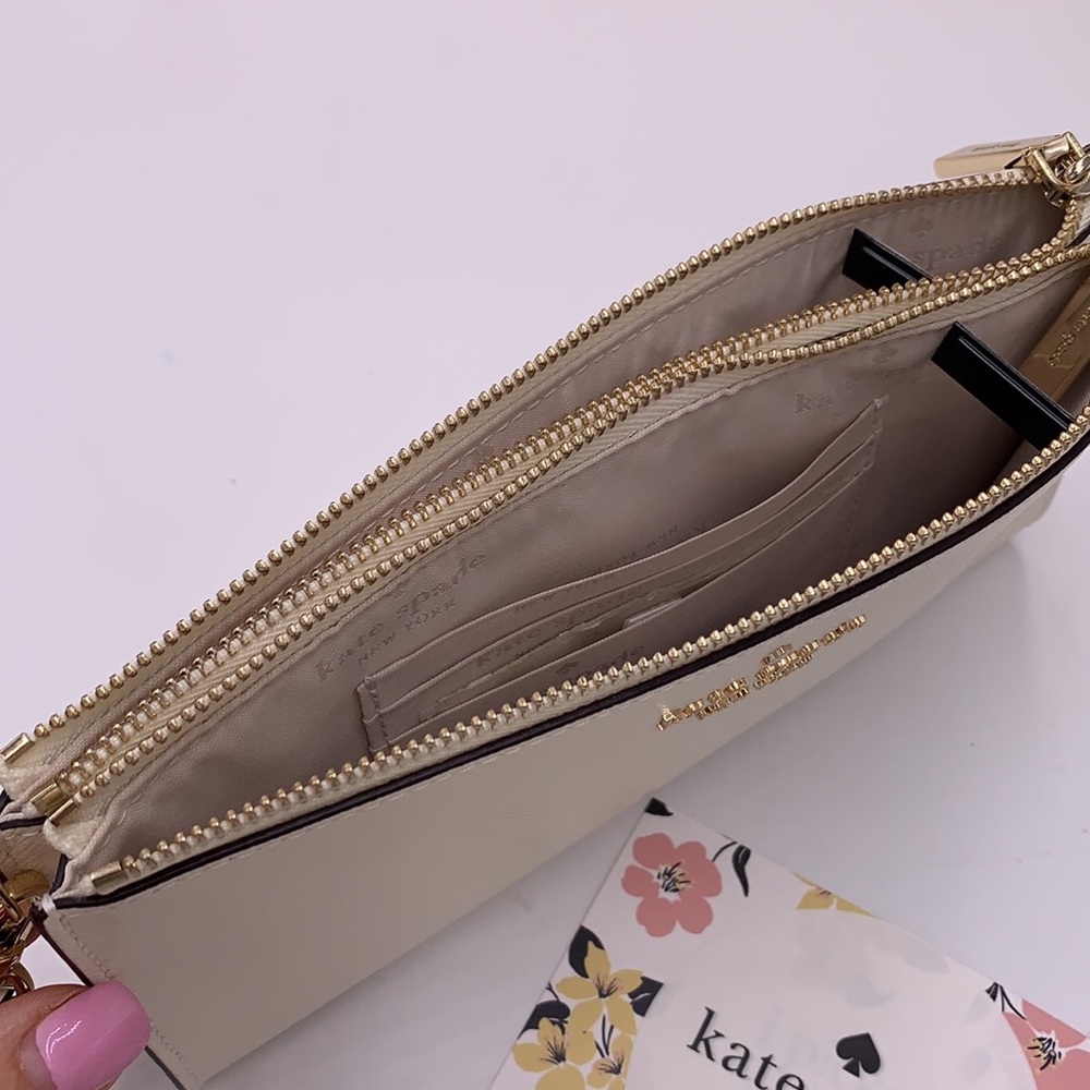 KATE SPADE Madison Double Zip Wristlet Meringue color - Picture 13 of 14